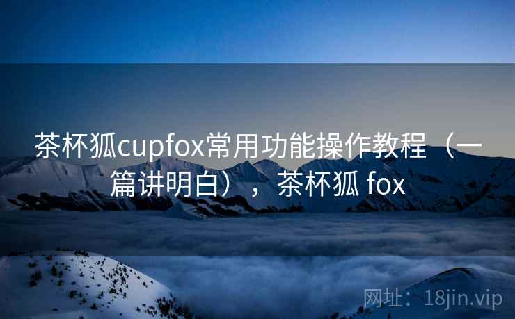 茶杯狐cupfox常用功能操作教程（一篇讲明白），茶杯狐 fox  第2张